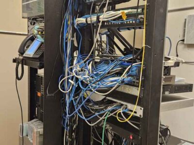 Network rack with devices