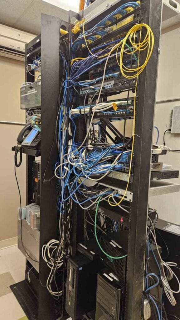 Network rack with devices